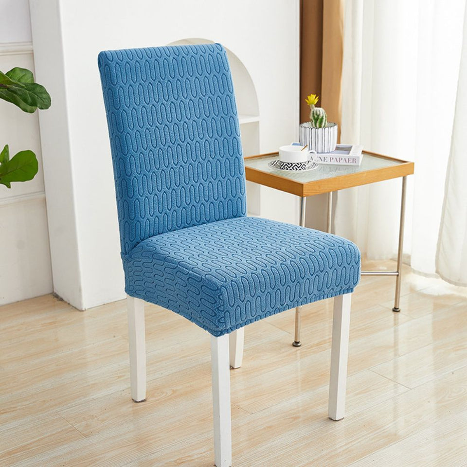 Elastic Jacquard Chair Cover-Covers & Textiles > Chair Covers-casanuva-Ripple Loop-Ocean Blue-casanuva
