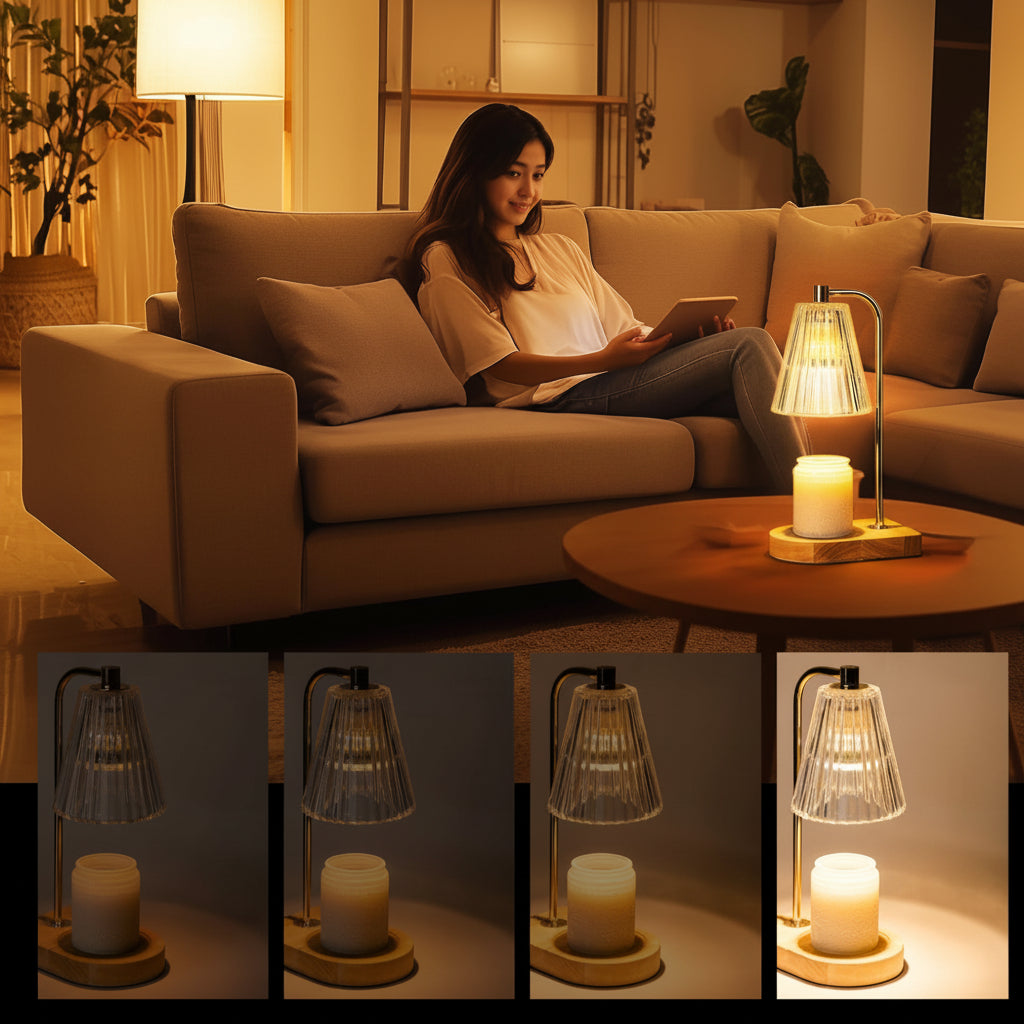 Electric Candle Warmer Table Lamp with Dimmer and Timer-Lighting > Table Lamps-casanuva-casanuva