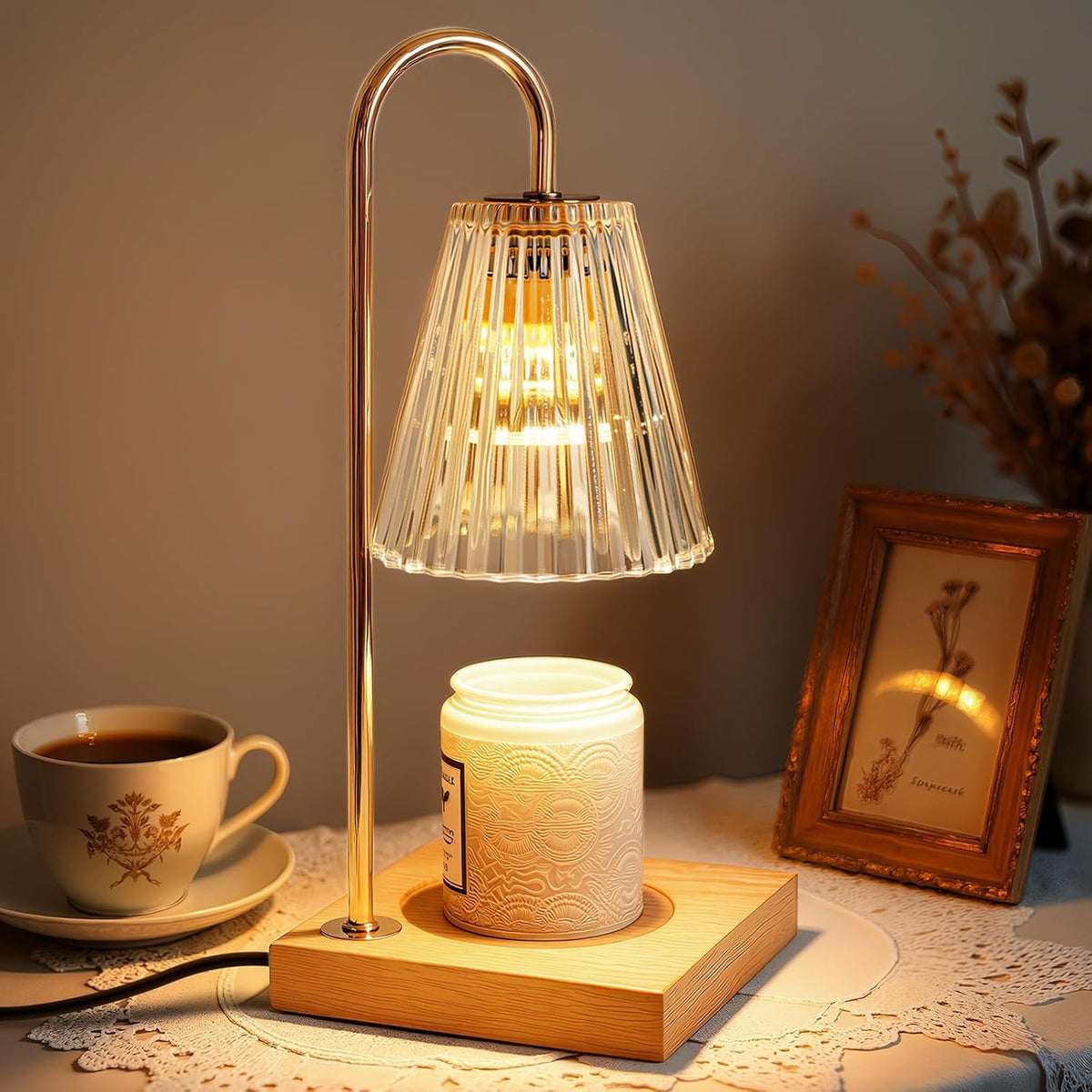Electric Candle Warmer Table Lamp with Dimmer and Timer-Lighting > Table Lamps-casanuva-Duidelijk-casanuva