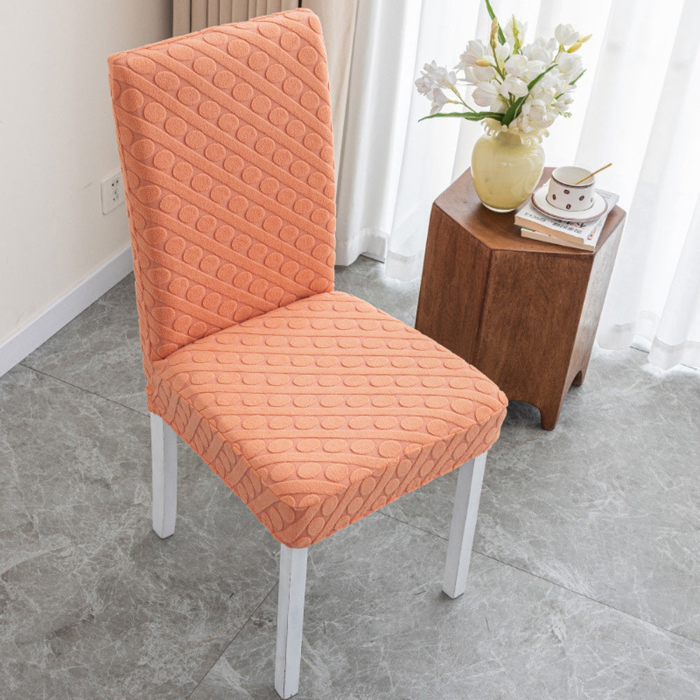 Embossed Oval Knitting Chair Cover-Covers & Textiles > Chair Covers-casanuva-Without Ruffles-Peach Orange-casanuva