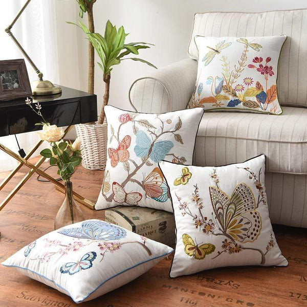 Embroidered Decorative Cushion Country Style Soft Fabric-Covers & Textiles > Throw Pillows-casanuva-casanuva