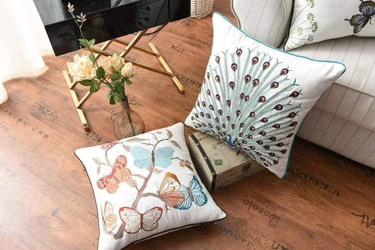 Embroidered Decorative Cushion Country Style Soft Fabric-Covers & Textiles > Throw Pillows-casanuva-casanuva