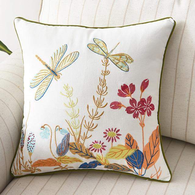 Embroidered Decorative Cushion Country Style Soft Fabric-Covers & Textiles > Throw Pillows-casanuva-A-casanuva