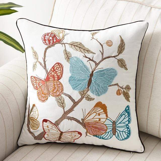 Embroidered Decorative Cushion Country Style Soft Fabric-Covers & Textiles > Throw Pillows-casanuva-G-casanuva