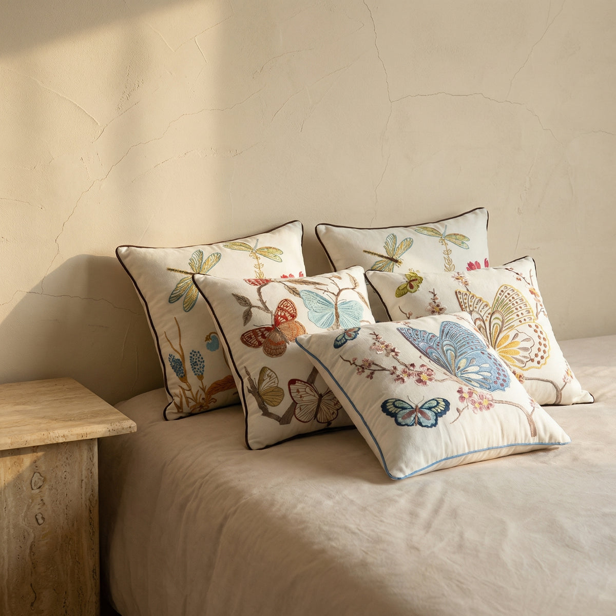 Embroidered Decorative Cushion Country Style Soft Fabric-Covers & Textiles > Throw Pillows-casanuva-casanuva