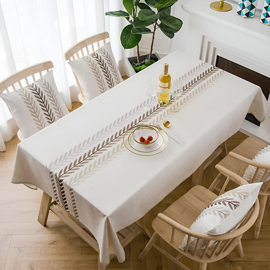 Embroidered Tablecloth with Elegant Leaf Design-Covers & Textiles > Table Cloths-casanuva-casanuva