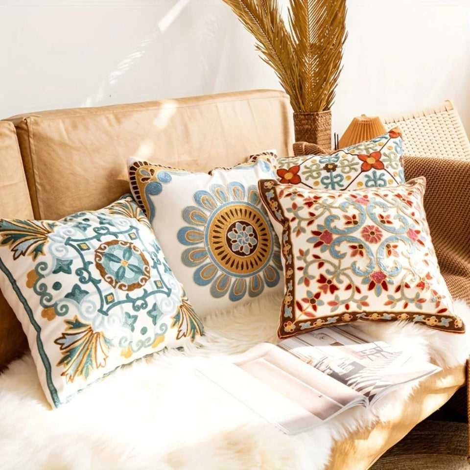 Embroidered Vintage Cushion Cover-Covers & Textiles > Cushion Covers-casanuva-casanuva