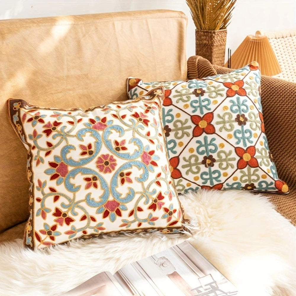 Embroidered Vintage Cushion Cover-Covers & Textiles > Cushion Covers-casanuva-casanuva