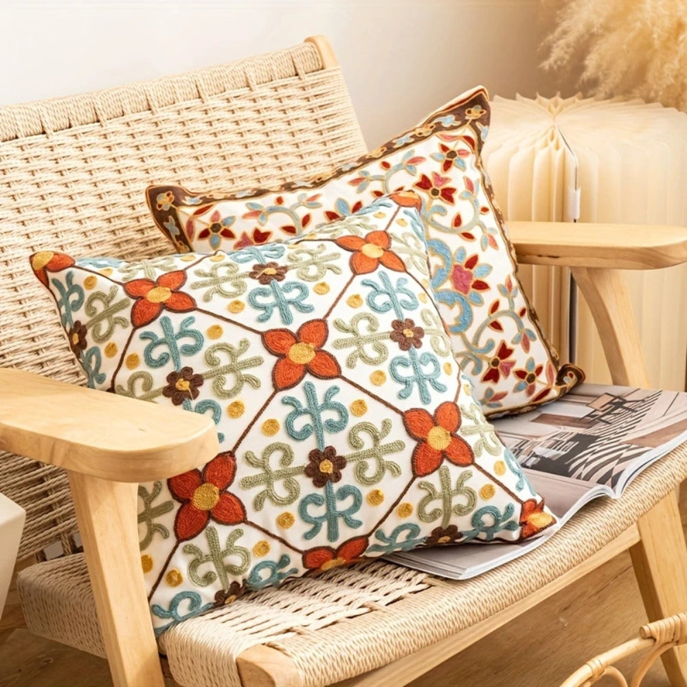 Embroidered Vintage Cushion Cover-Covers & Textiles > Cushion Covers-casanuva-casanuva