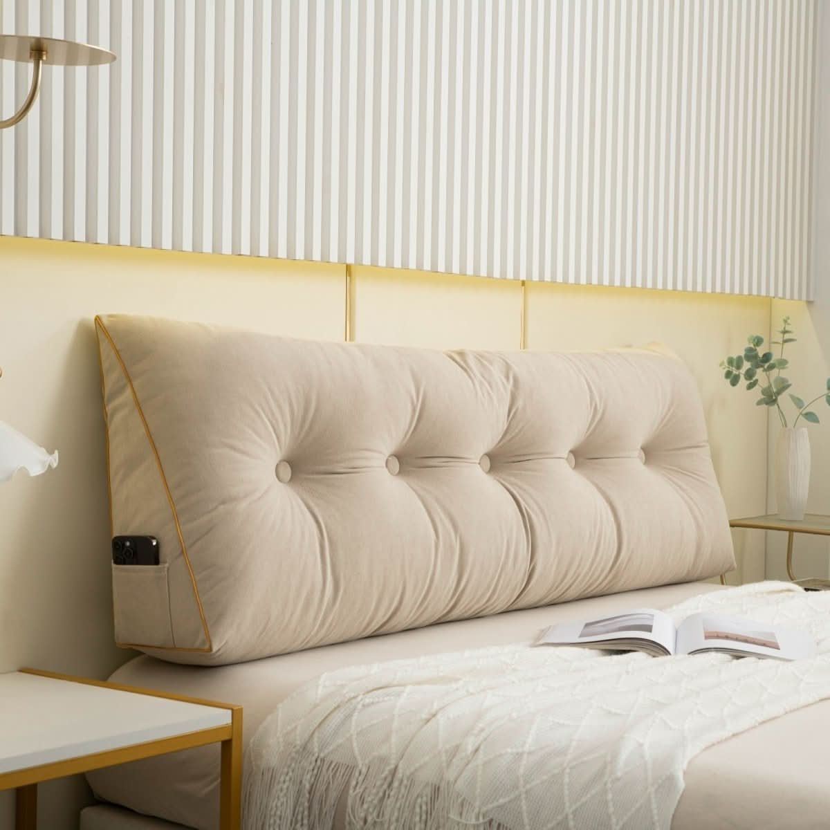 Ergonomic Wedge Cushion with Back Support-Bedding & Bath > Pillowcases-casanuva-Beige-Small - 100x50x20cm-casanuva