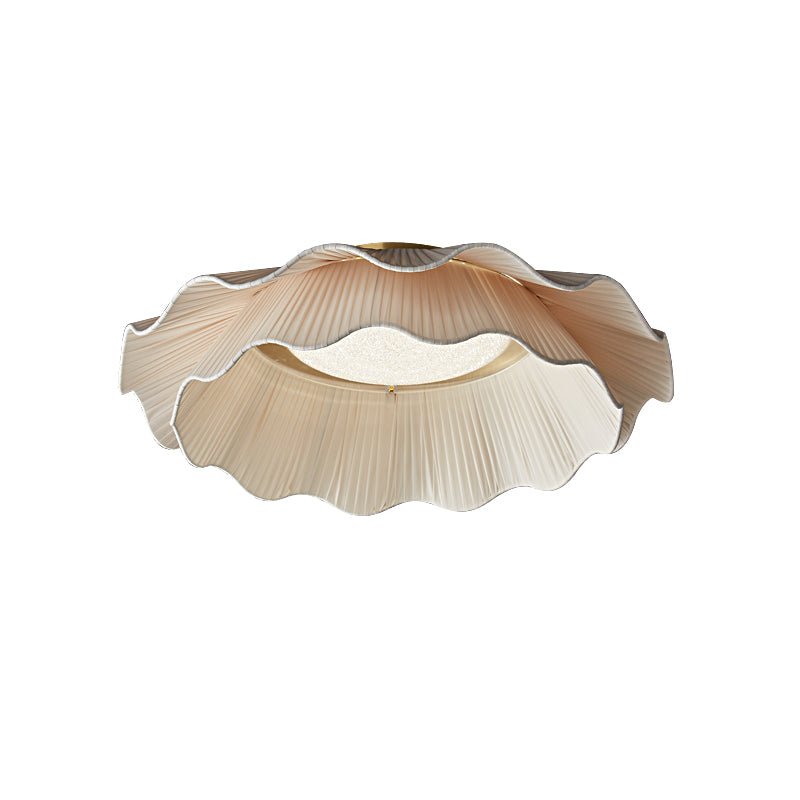 Fabric Wave Ceiling Lamp-Lighting > Ceiling Lights-casanuva-19.7" x H 5.9"-Brass & Beige-Warm Light-casanuva
