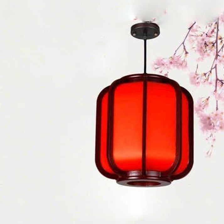 Faux Sheepskin Wooden Lantern Pendant Light 1-Light-Lighting > Pendant Lights-casanuva-casanuva