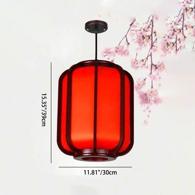 Faux Sheepskin Wooden Lantern Pendant Light 1-Light-Lighting > Pendant Lights-casanuva-casanuva