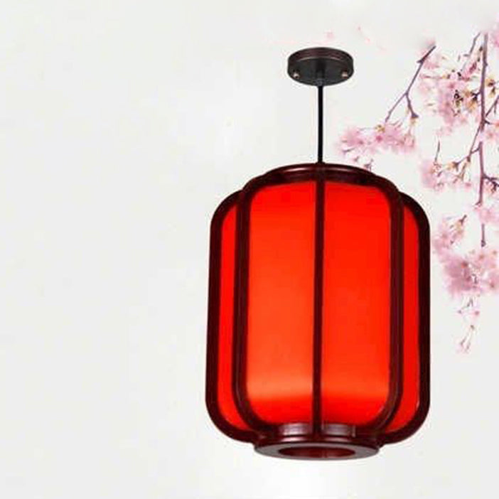 Faux Sheepskin Wooden Lantern Pendant Light 1-Light-Lighting > Pendant Lights-casanuva-Large-Red-110V-120V-casanuva