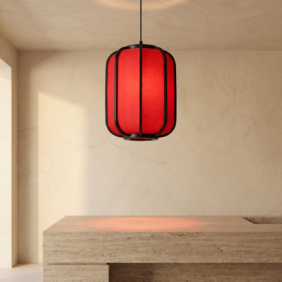 Faux Sheepskin Wooden Lantern Pendant Light 1-Light-Lighting > Pendant Lights-casanuva-casanuva