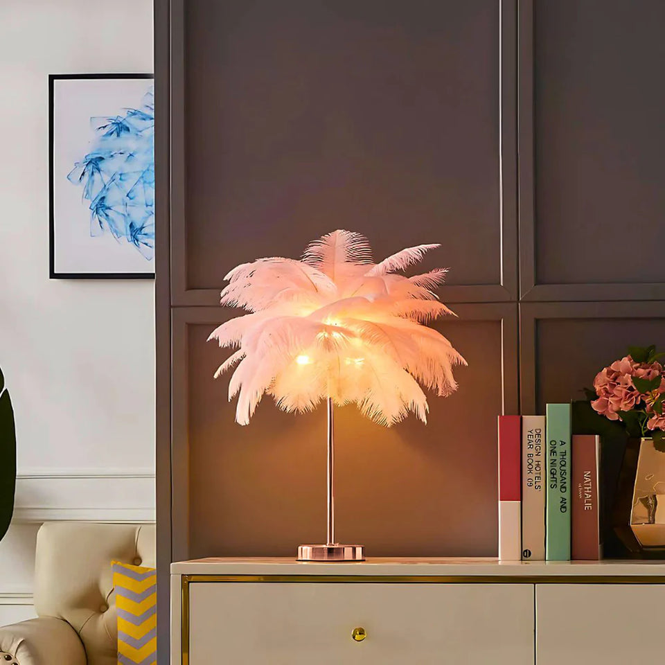 Feather Palm Tree Plant-Home Decor > Decorative Accessories-casanuva-Pink-Rose Gold-casanuva