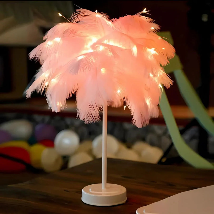 Feather Palm Tree Plant-Home Decor > Decorative Accessories-casanuva-Pink-White-casanuva