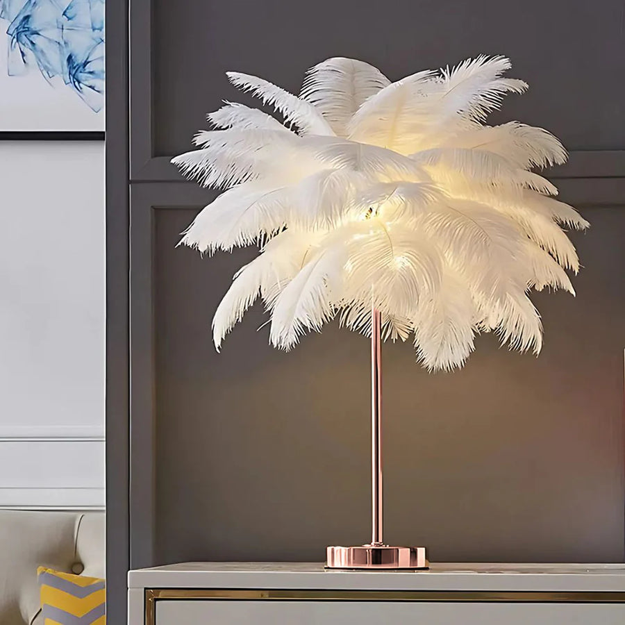 Feather Palm Tree Plant-Home Decor > Decorative Accessories-casanuva-White-Rose Gold-casanuva
