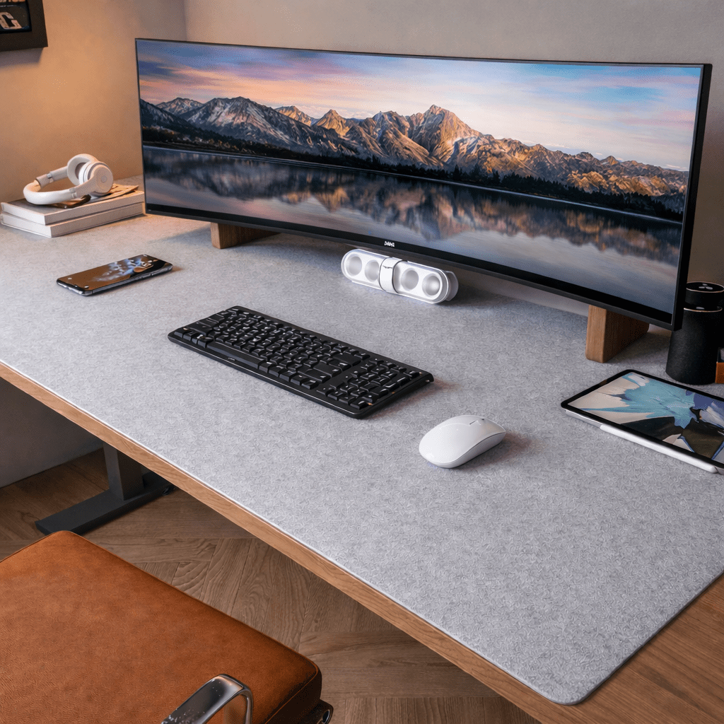 Felt Desk Mat Smooth Surface for Elegant Workspace Protection-Home Decor > Decorative Accessories-casanuva-Light Gray-casanuva