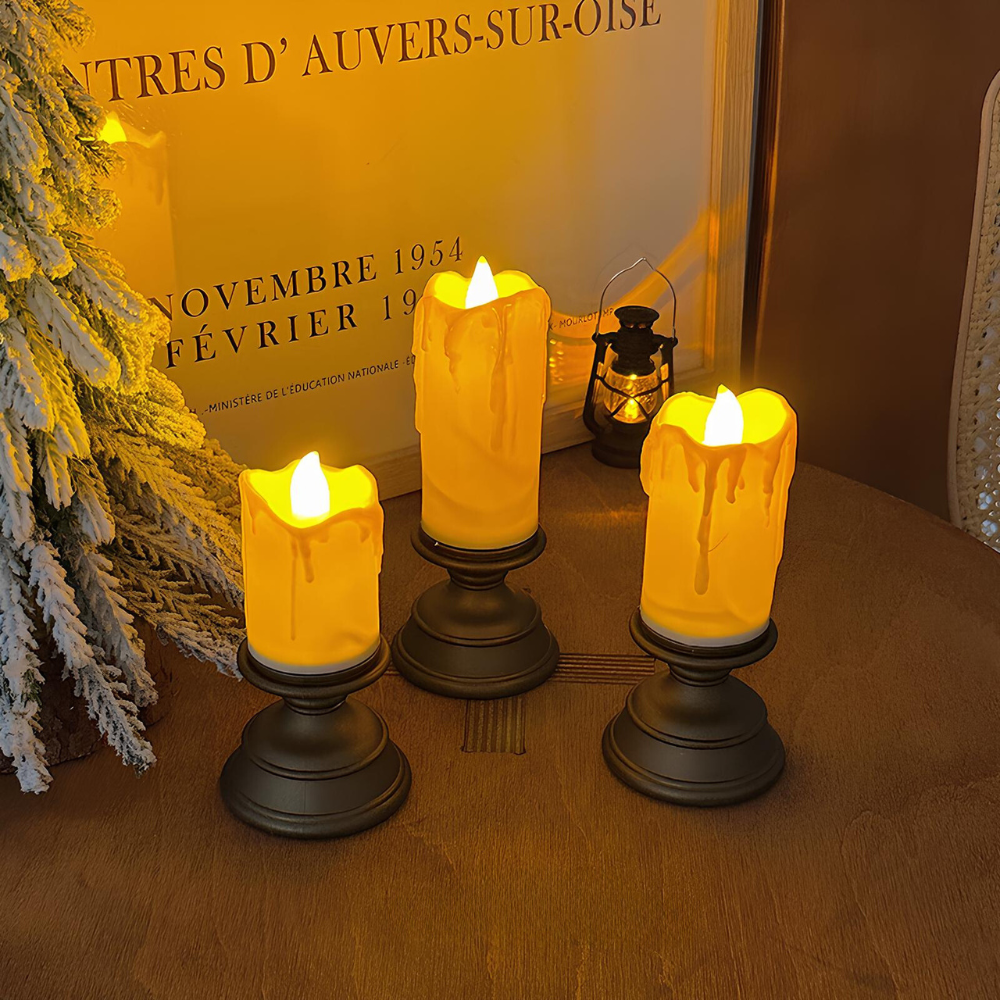 Flameless LED Block Candles-Home Decor > Decorative Accessories-casanuva-Candlesticks - 3 pieces-casanuva