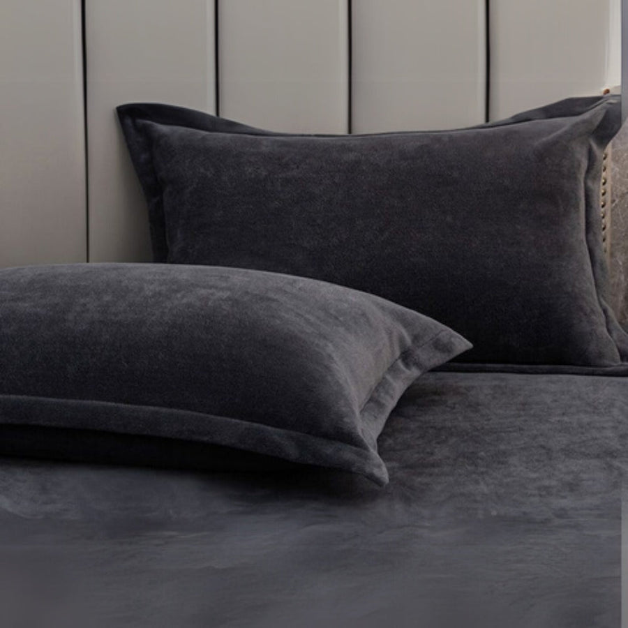 Fleece Pillow Covers for Comfort and Warmth-Bedding & Bath > Pillowcases-casanuva-Charcoal Black-19"x29"x0.79"-casanuva