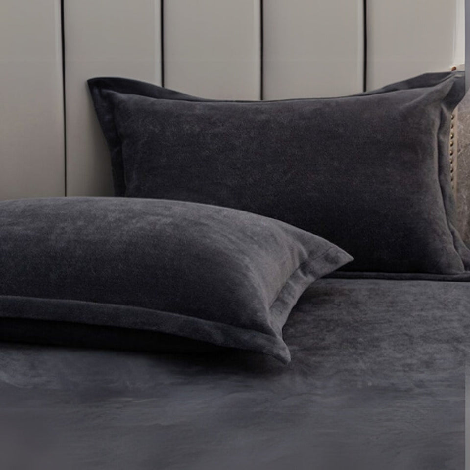 Fleece Pillow Covers for Comfort and Warmth-Bedding & Bath > Pillowcases-casanuva-Charcoal Black-19"x29"x0.79"-casanuva