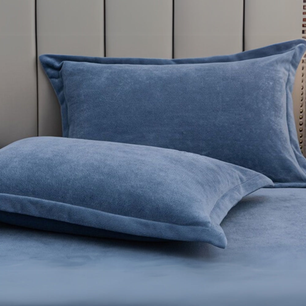Fleece Pillow Covers for Comfort and Warmth-Bedding & Bath > Pillowcases-casanuva-Navy Blue-19"x29"x0.79"-casanuva