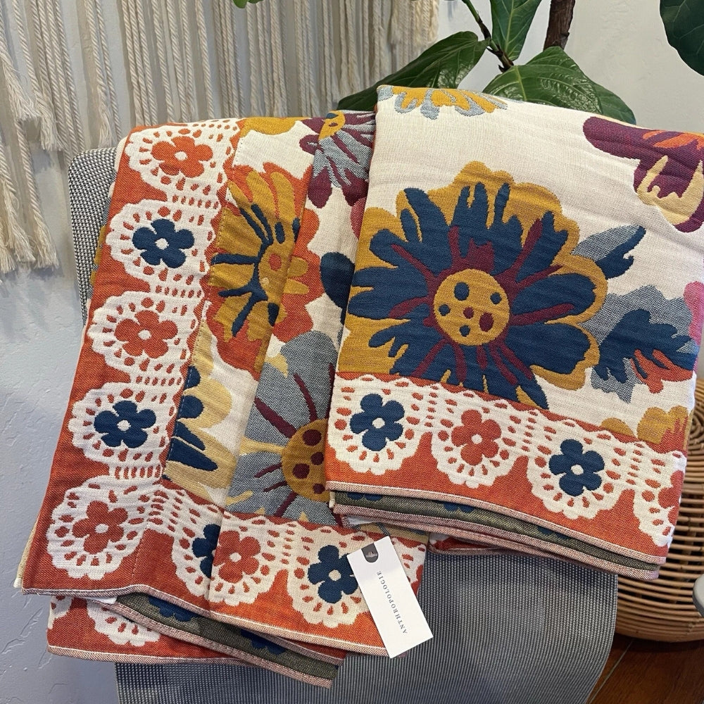 Floral Bath Towel Soft Cotton Absorbent Design-Bedding & Bath > Bath Towels-casanuva-casanuva