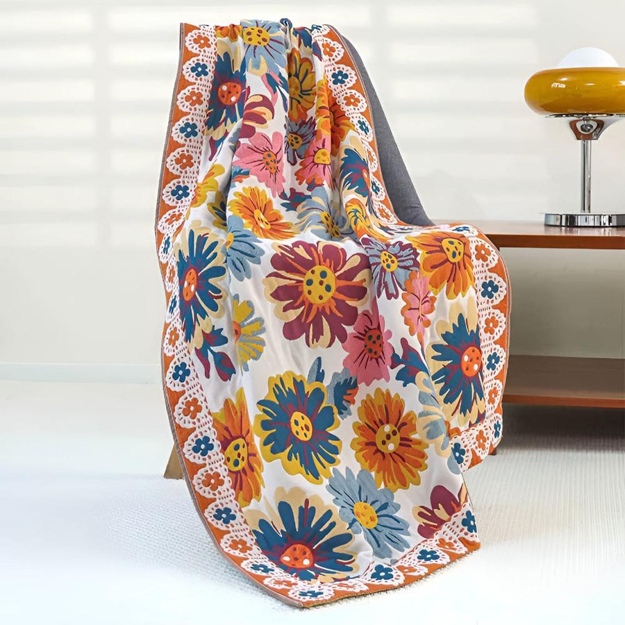 Floral Bath Towel Soft Cotton Absorbent Design-Bedding & Bath > Bath Towels-casanuva-casanuva