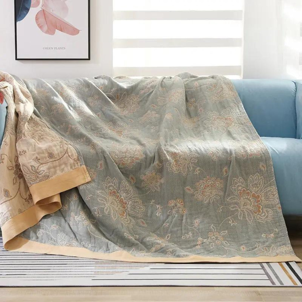 Floral Comfort Blanket Plush Soft Throw-Bedding & Bath > Blankets-casanuva-Green-59"x79"-casanuva