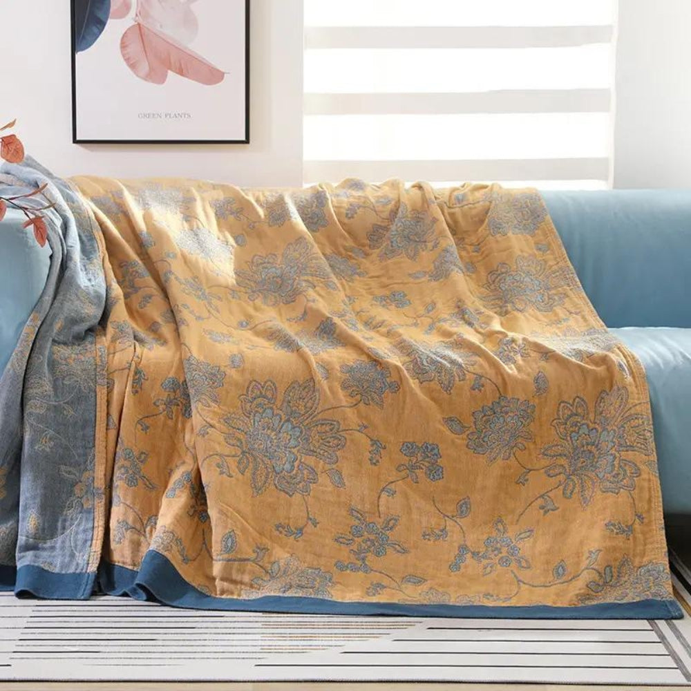 Floral Comfort Blanket Plush Soft Throw-Bedding & Bath > Blankets-casanuva-Yellow-59"x79"-casanuva