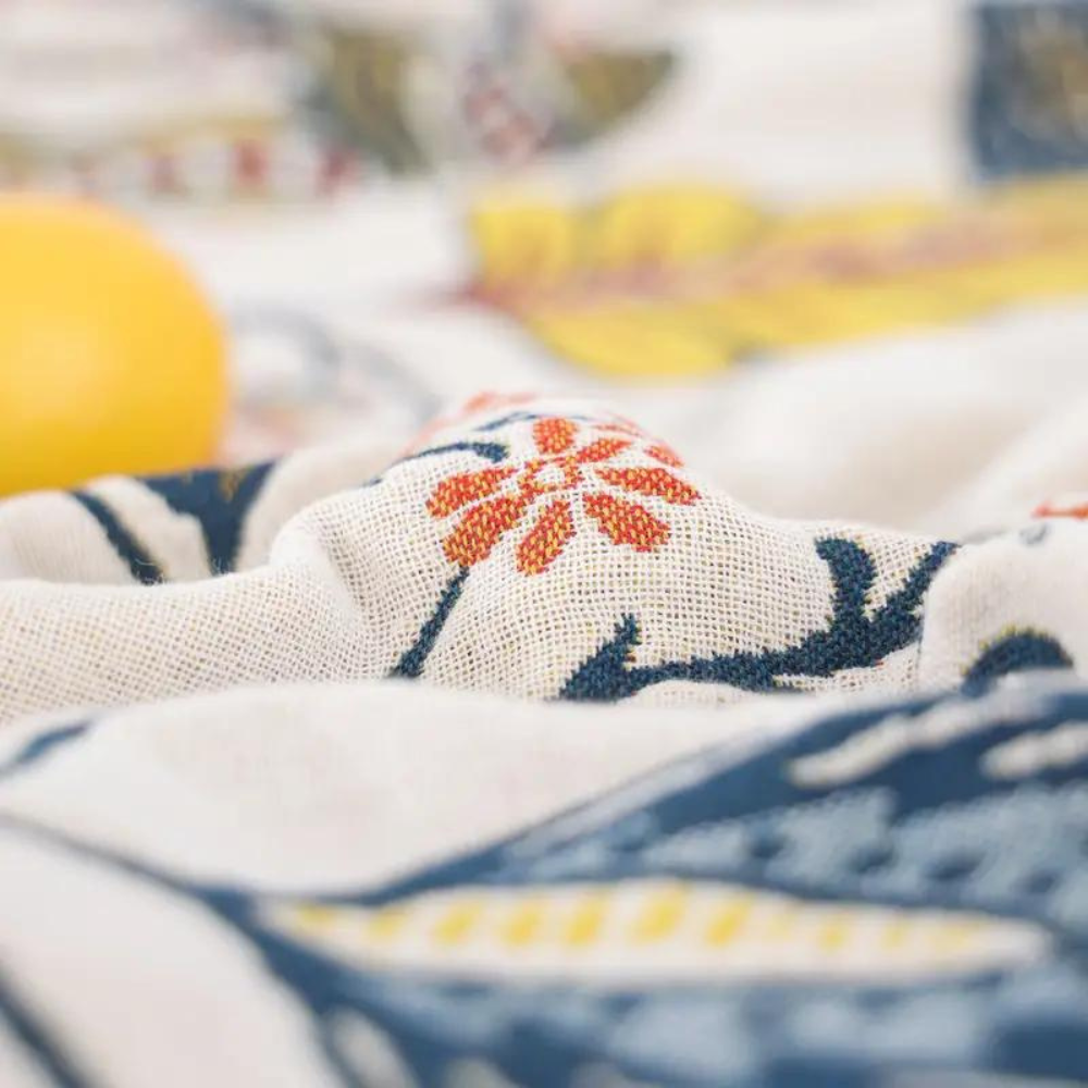 Floral Cotton Blanket 100% Natural Rustic Design-Bedding & Bath > Blankets-casanuva-casanuva