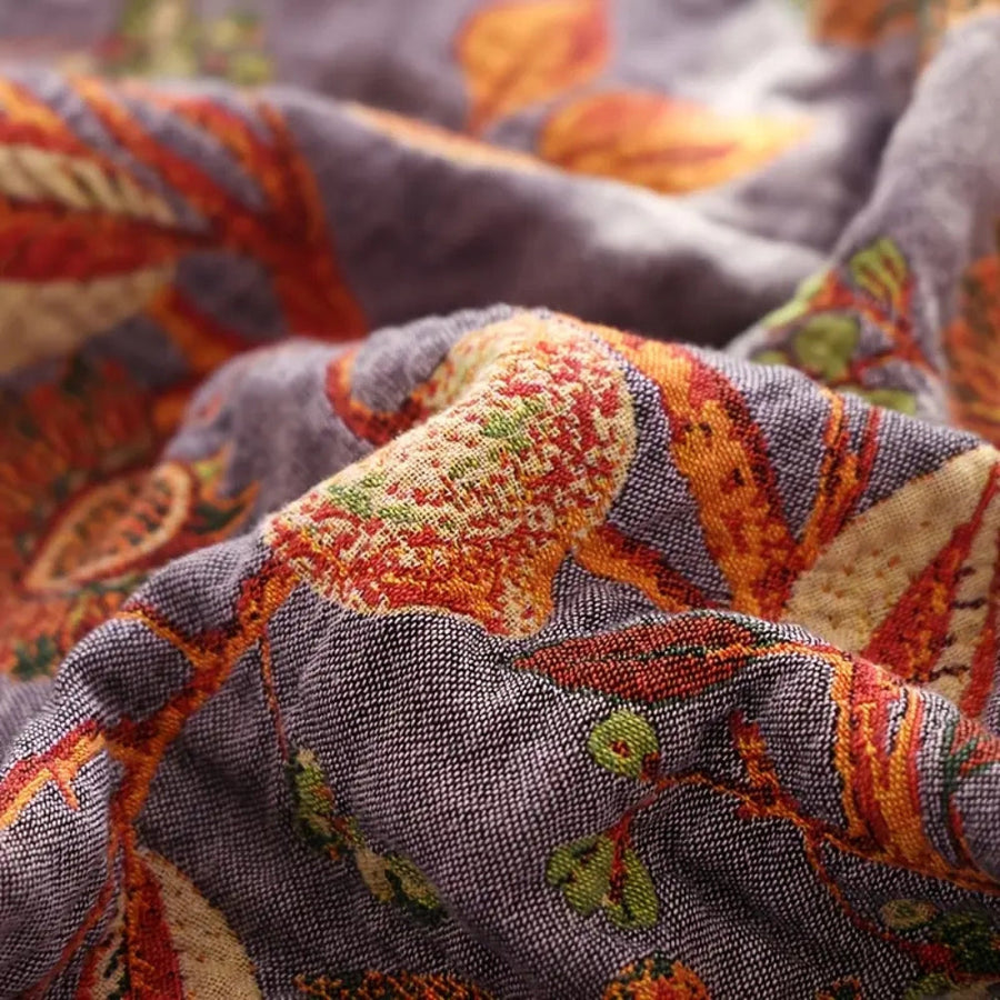 Floral Cotton Tassel Blanket-Bedding & Bath > Blankets-casanuva-casanuva