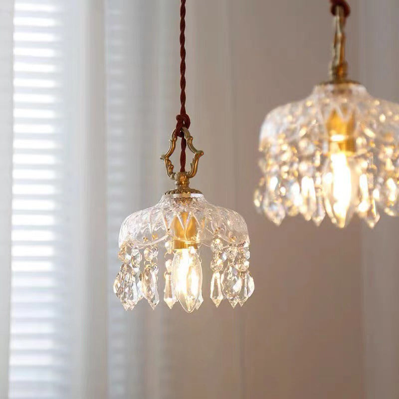 Floral Crystal Pendant Light 1-Light Vintage Design-Lighting > Pendant Lights-casanuva-casanuva