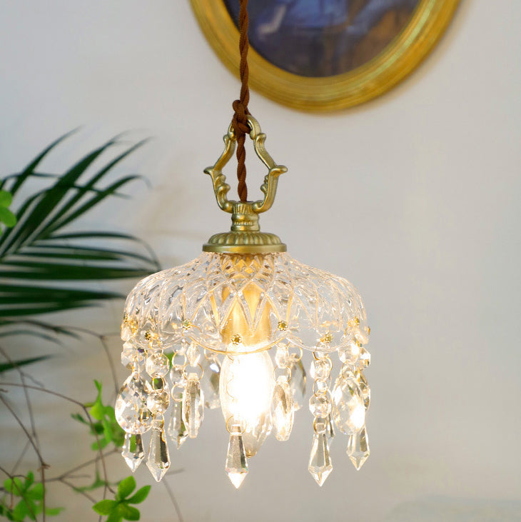 Floral Crystal Pendant Light 1-Light Vintage Design-Lighting > Pendant Lights-casanuva-casanuva