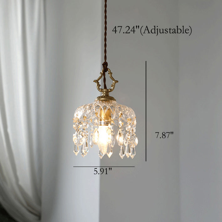 Floral Crystal Pendant Light 1-Light Vintage Design-Lighting > Pendant Lights-casanuva-casanuva