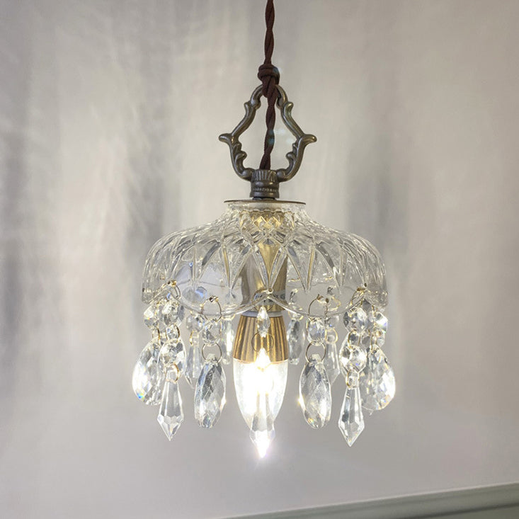 Floral Crystal Pendant Light 1-Light Vintage Design-Lighting > Pendant Lights-casanuva-casanuva