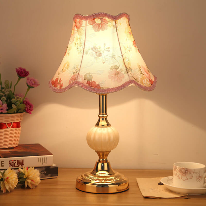Floral Glass Table Lamp 1-Light Nordic Vintage Design-Lighting > Table Lamps-casanuva-100V-120V - Push Butto...-1-casanuva