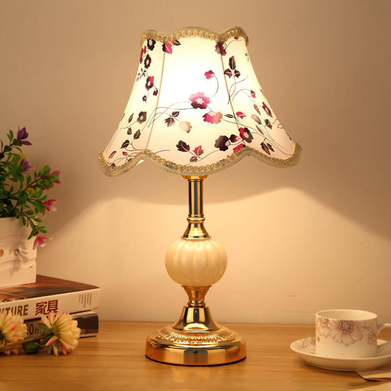 Floral Glass Table Lamp 1-Light Nordic Vintage Design-Lighting > Table Lamps-casanuva-100V-120V - Push Butto...-5-casanuva