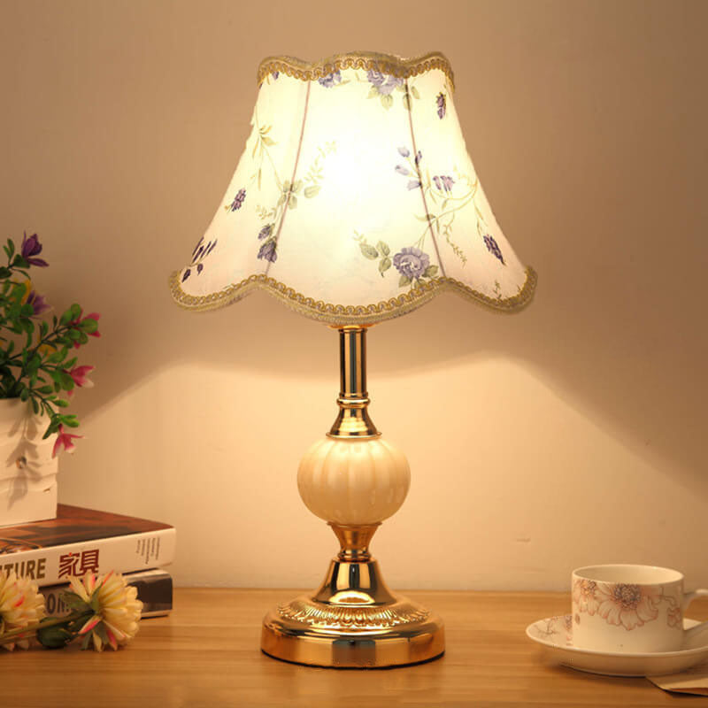 Floral Glass Table Lamp 1-Light Nordic Vintage Design-Lighting > Table Lamps-casanuva-100V-120V - Push Butto...-6-casanuva