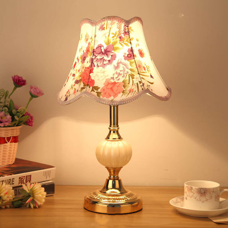 Floral Glass Table Lamp 1-Light Nordic Vintage Design-Lighting > Table Lamps-casanuva-100V-120V - Push Butto...-8-casanuva