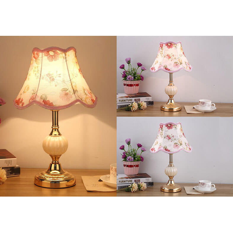 Floral Glass Table Lamp 1-Light Nordic Vintage Design-Lighting > Table Lamps-casanuva-casanuva