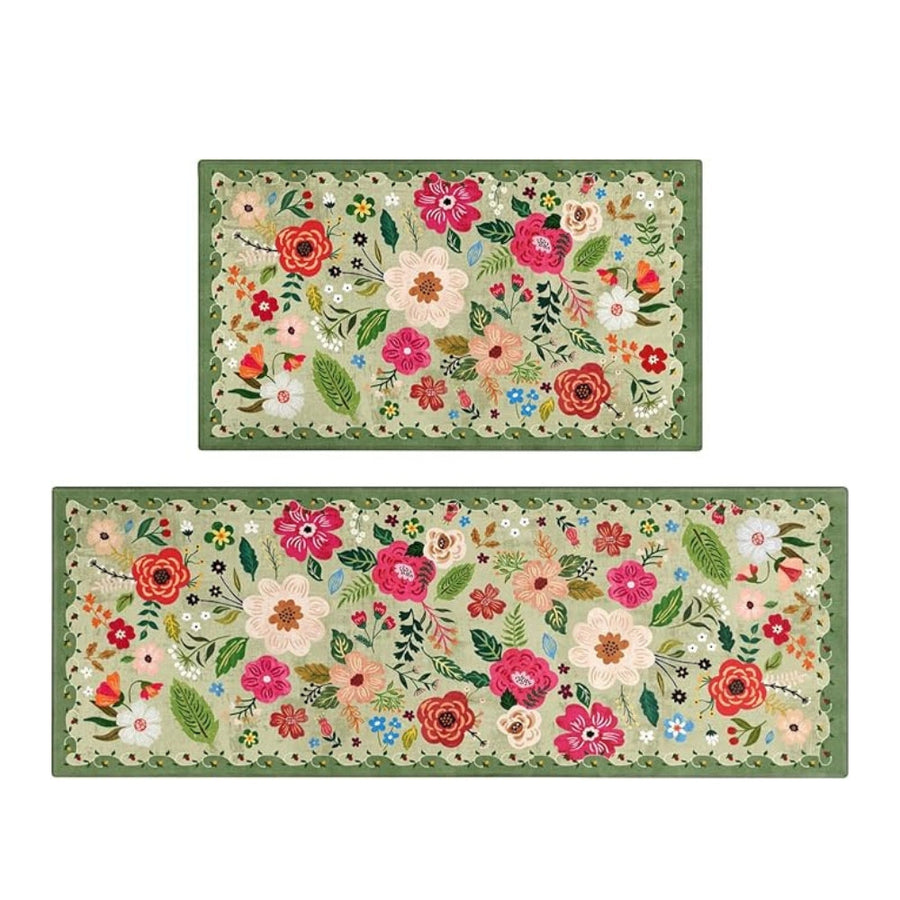 Floral Kitchen Mat Set Boho Style Meadow Design-Kitchen & Dining > Kitchen Mats-casanuva-casanuva