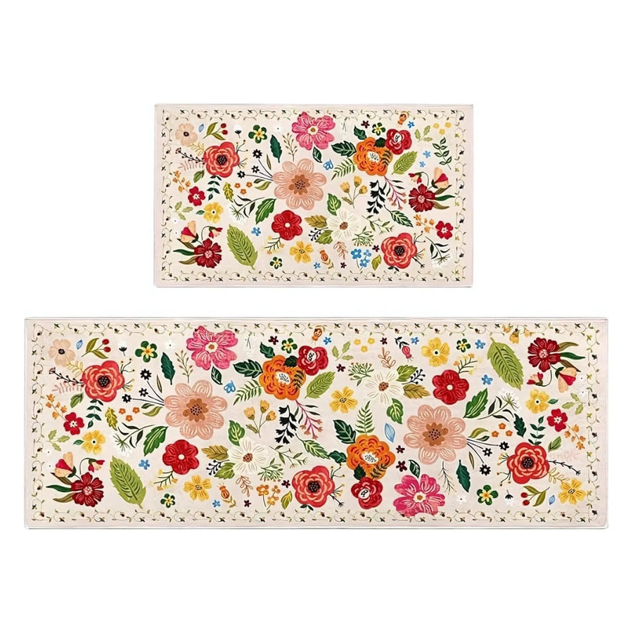 Floral Kitchen Mat Set Boho Style Meadow Design-Kitchen & Dining > Kitchen Mats-casanuva-casanuva