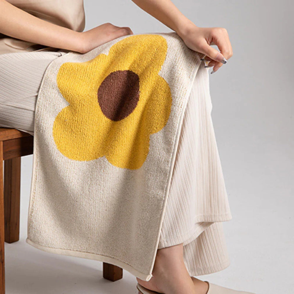 Floral Print Cotton Bath Towel-Bedding & Bath > Bath Towels-casanuva-casanuva