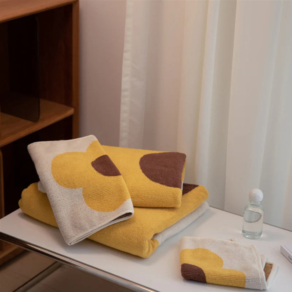 Floral Print Cotton Bath Towel-Bedding & Bath > Bath Towels-casanuva-Yellow-13"x13"-casanuva