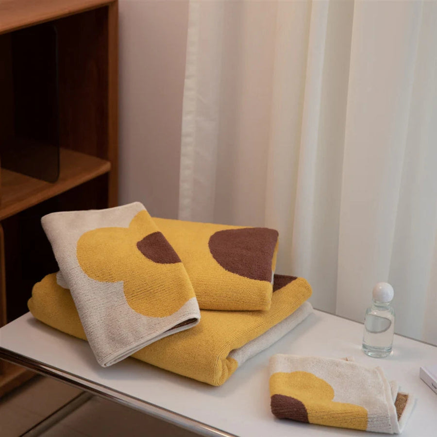 Floral Print Cotton Bath Towel-Bedding & Bath > Bath Towels-casanuva-Yellow-13"x13"-casanuva