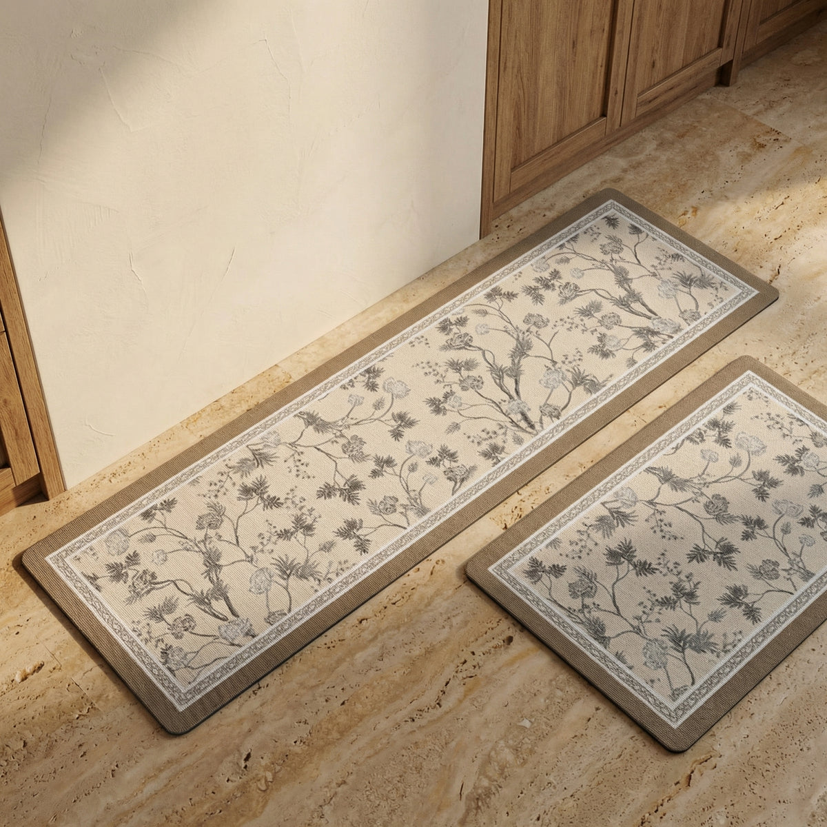 Floral Striped Kitchen Mat Washable Non Slip-Kitchen & Dining > Kitchen Mats-casanuva-casanuva