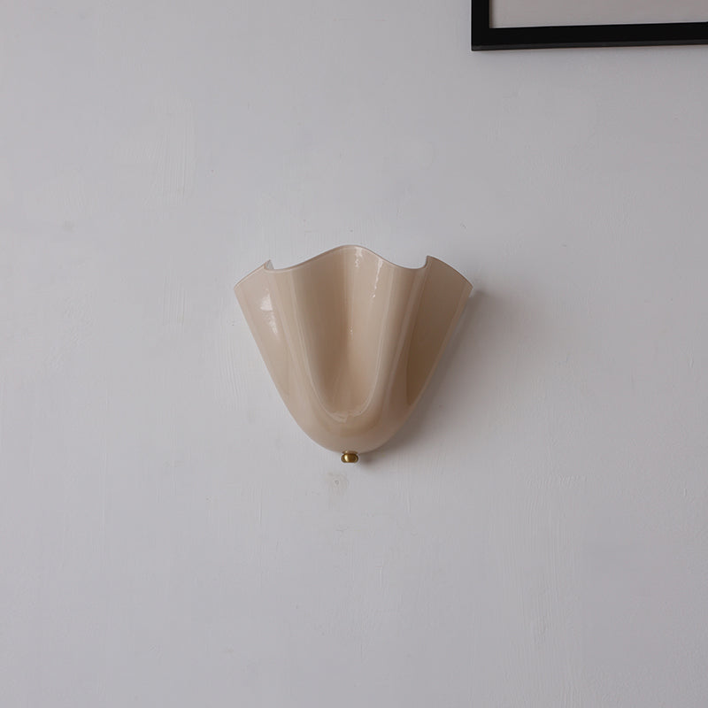 Flower Glass Wall Light-Lighting > Wall Lights-casanuva-28cmx13cmx25.5cm-Beige White-casanuva