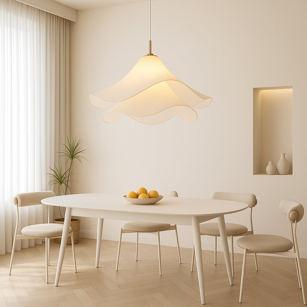 Flower Pendant Light with Decorative Design-Lighting > Pendant Lights-casanuva-Gold & White-50cm x 28cm-casanuva